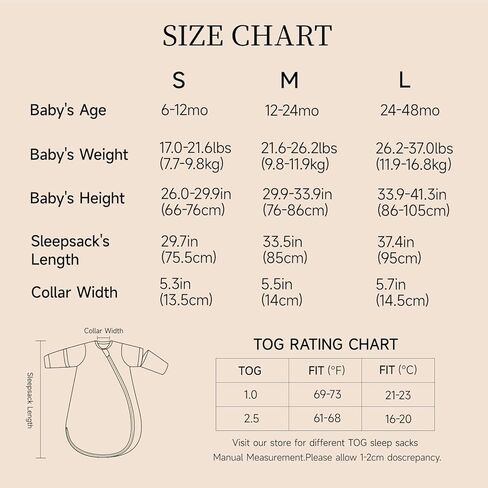 Baby Sleep Sack 1.0 TOG,Thermostatic Infant Wearable Blanket Removable Sleeves in Saudi Arabia