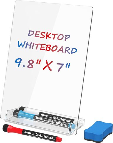 MaxGear Acrylic Desktop Whiteboard 9.8" x 7", Desk White Board with Storage, Clear Dry Erase Board for Office, Home, School, Compact Desk Buddy, Reusable Whiteboard for Planning, Memos & to-Do Lists in Saudi Arabia