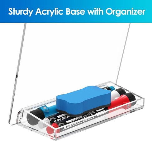 MaxGear Acrylic Desktop Whiteboard 9.8" x 7", Desk White Board with Storage, Clear Dry Erase Board for Office, Home, School, Compact Desk Buddy, Reusable Whiteboard for Planning, Memos & to-Do Lists in Saudi Arabia