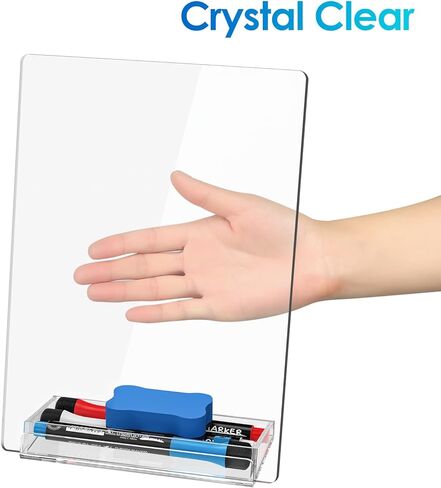 MaxGear Acrylic Desktop Whiteboard 9.8" x 7", Desk White Board with Storage, Clear Dry Erase Board for Office, Home, School, Compact Desk Buddy, Reusable Whiteboard for Planning, Memos & to-Do Lists in Saudi Arabia