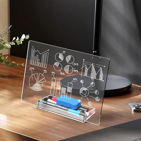 MaxGear Acrylic Desktop Whiteboard 9.8" x 7", Desk White Board with Storage, Clear Dry Erase Board for Office, Home, School, Compact Desk Buddy, Reusable Whiteboard for Planning, Memos & to-Do Lists in Saudi Arabia