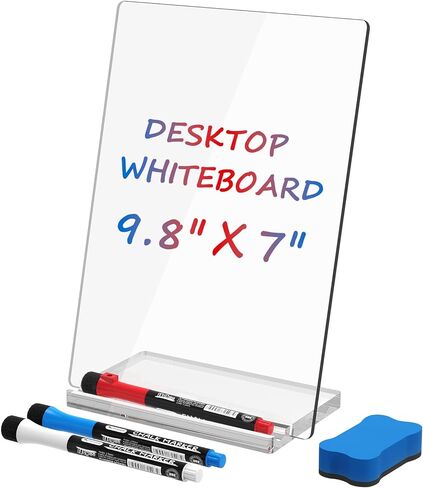 MaxGear Acrylic Desktop Whiteboard 9.8" x 7", Desk White Board with Storage, Clear Dry Erase Board for Office, Home, School, Compact Desk Buddy, Reusable Whiteboard for Planning, Memos & to-Do Lists in Saudi Arabia