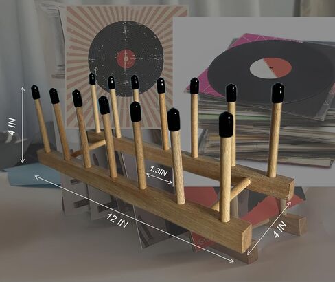 2 حزمة من رف تخزين سجلات الفينيل الخشبي - حامل سجل وحامل مشغل - يحمل ما يصل إلى 60 LPs - قم بتنظيم مجموعة الفينيل الخاصة بك مع تصميم الكرسي الأصلي هذا - هدية لمحبي الفينيل in Kuwait