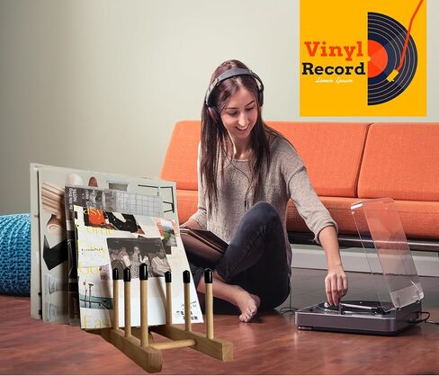 2 حزمة من رف تخزين سجلات الفينيل الخشبي - حامل سجل وحامل مشغل - يحمل ما يصل إلى 60 LPs - قم بتنظيم مجموعة الفينيل الخاصة بك مع تصميم الكرسي الأصلي هذا - هدية لمحبي الفينيل in Kuwait