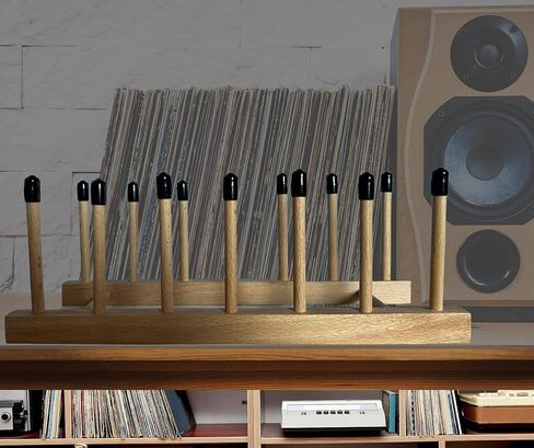 2 حزمة من رف تخزين سجلات الفينيل الخشبي - حامل سجل وحامل مشغل - يحمل ما يصل إلى 60 LPs - قم بتنظيم مجموعة الفينيل الخاصة بك مع تصميم الكرسي الأصلي هذا - هدية لمحبي الفينيل in Kuwait