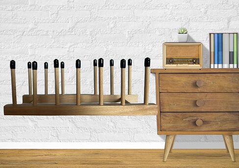 2 حزمة من رف تخزين سجلات الفينيل الخشبي - حامل سجل وحامل مشغل - يحمل ما يصل إلى 60 LPs - قم بتنظيم مجموعة الفينيل الخاصة بك مع تصميم الكرسي الأصلي هذا - هدية لمحبي الفينيل in Kuwait