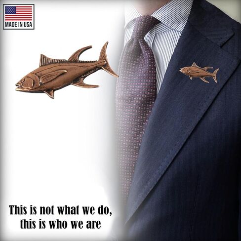 Yellowfin Tuna, Fish Pin, Pewter, 2", S011, Hawaiian, Thunnus albacares, Pelagic Marine Fish, Saltwater, Lapel, Hat, Pins, Brooch, Jewelry, Gift, 100% Handmade in the USA, Over 200 Fish Designs Available. in Saudi Arabia