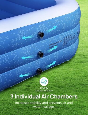 Inflatable Swimming Pools, 119'' x 72'' x 20'' Blow Up Swimming Pools, Kiddie Pool Large Size Thickened Blow Up Swimming Pools Play Center for Kids Children Family Outdoor Garden Backyard in Saudi Arabia