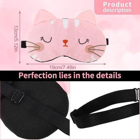 4 Pcs Kids Sleep Mask,Cartoon Cat Eye Covers for Sleeping,Fabric Plush Blackout Eye Mask Sleep Masks for Women,Sleep Over Essentials for Girls Party in Kuwait
