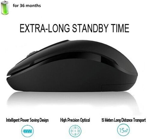 MiraCase Comfortable 2.4 GHz Long Range Silent Wireless Mouse | 1600 DPI | 30ft Working Distance | Battery Included | Black in Saudi Arabia