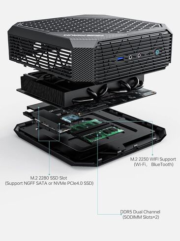 MINISFORUM Mini PC Neptune HX99G AMD Ryzen 9 6900HX Barebone AMD Radeon RX 6650M Mini Gaming PC Wi-Fi 6E/BT5.2، 2xHDMI / 2X USB4 Port، 2X Slot PCIe/SATA SSD، 5X USB3.2 Port (بدون ذاكرة الوصول العشوائي، لا SSD ) in Kuwait