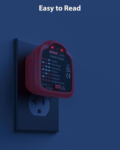 جهاز اختبار المخرج Wintact GT85، جهاز اختبار الأوعية الكهربائية للتيار المتردد مع RCD لمنافذ أمريكا الشمالية القياسية، أحمر in Kuwait