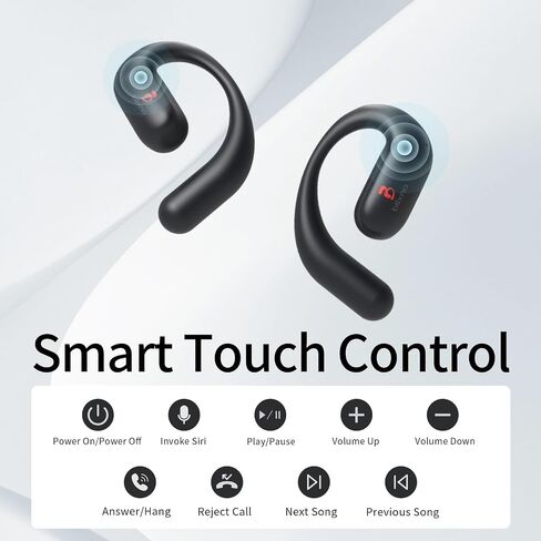 سماعات أذن مفتوحة، سماعات أذن بلوتوث 5.3 لاسلكية حقيقية مع خطافات للأذن، ميكروفون ENC مدمج، سماعات أذن خفيفة الوزن للتمرين بهواتف iPhone وAndroid (أسود) in Saudi Arabia
