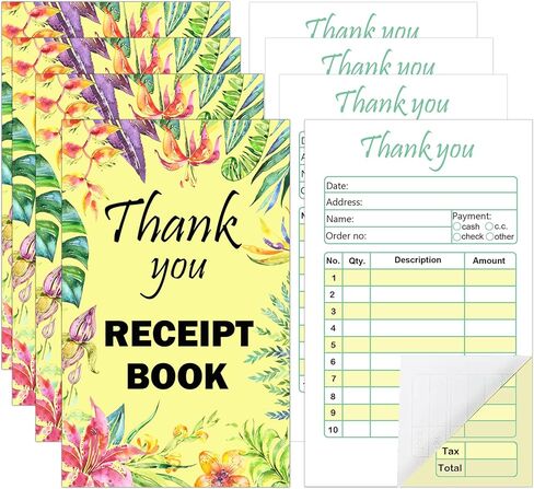 كتاب إيصال الشكر للأعمال التجارية الصغيرة مقاس 3.5 × 5.5 بوصة، نماذج طلب كتاب الإيصالات، لوحة 2 جزء بدون كربون، 50 مجموعة من نماذج إيصالات المبيعات، فاتورة كتاب فاتورة الطلب لمستلزمات الأعمال المكتبية in Kuwait