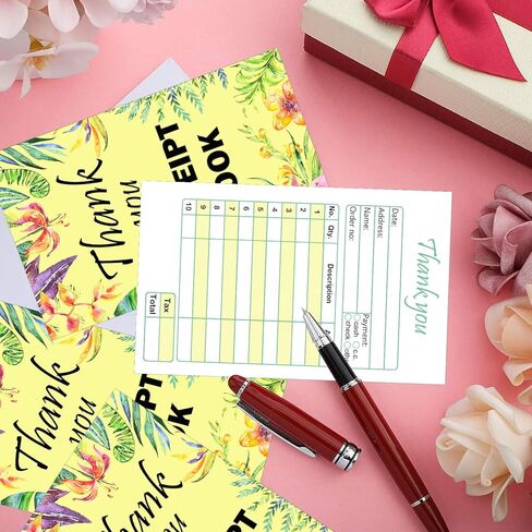 كتاب إيصال الشكر للأعمال التجارية الصغيرة مقاس 3.5 × 5.5 بوصة، نماذج طلب كتاب الإيصالات، لوحة 2 جزء بدون كربون، 50 مجموعة من نماذج إيصالات المبيعات، فاتورة كتاب فاتورة الطلب لمستلزمات الأعمال المكتبية in Kuwait