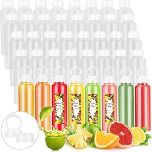 40 قطعة من الزجاجات البلاستيكية سعة 8 أونصة مع أغطية من هولتاب، 40 قطعة من زجاجات العصير السائبة المقاومة للحرارة العالية من البولي بروبيلين مع أغطية بيضاء واضحة للعصائر ومشروبات البروتين وحاويات المشروبات الأخرى in Kuwait