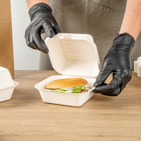 Restaurantware Pulp Safe No PFAS Added 20 Ounce Clamshell Boxes 100 Disposable Containers - Home Compostable Microwavable And Freezable White Bagasse Containers Built-In Hinged Lid in Kuwait