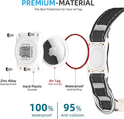 طوق الكلب Airtag رمز الاستجابة السريعة - IP68 مقاوم للماء مدمج لعلامة هوائية لطوق الكلب علامة هوية - ملف تعريف مجاني للحيوانات الأليفة على الإنترنت - قنب قطني طبيعي متين - يناسب الكلاب الصغيرة والمتوسطة والكبيرة in Kuwait