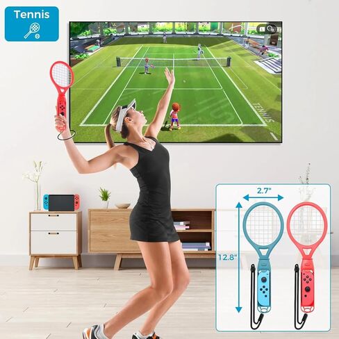 18-IN-1 Sports Accessories Bundle, Compatible with Nintendo Switch Joy-Con Controller, Made for Golf, Soccer, Volleyball, Bowling, Tennis, Badminton, Swordplay, Play with Friends and Family Together in Kuwait