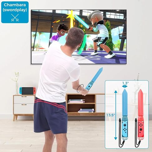 18-IN-1 Sports Accessories Bundle, Compatible with Nintendo Switch Joy-Con Controller, Made for Golf, Soccer, Volleyball, Bowling, Tennis, Badminton, Swordplay, Play with Friends and Family Together in Kuwait