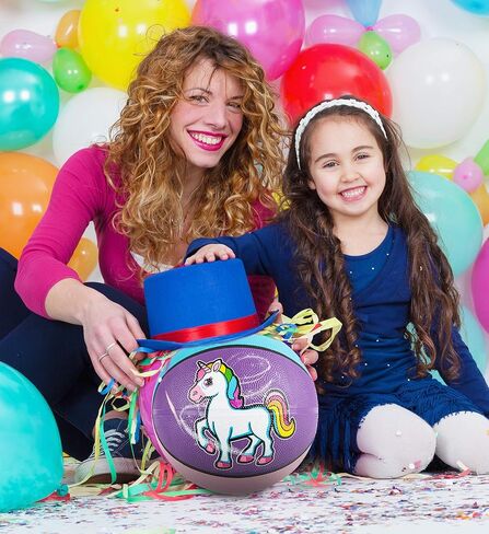 كرة سلة مطاطية صغيرة من Mozlly ملونة سحرية على شكل وحيد القرن، قابلة للنفخ مقاس 9.5 بوصة للتدريب على الرماية وممارسة الألعاب الداخلية والخارجية ولعب كرة دودج للفتيات in Kuwait