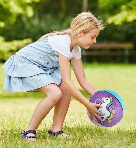 كرة سلة مطاطية صغيرة من Mozlly ملونة سحرية على شكل وحيد القرن، قابلة للنفخ مقاس 9.5 بوصة للتدريب على الرماية وممارسة الألعاب الداخلية والخارجية ولعب كرة دودج للفتيات in Kuwait