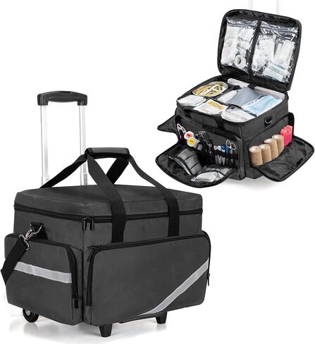 Trunab Rolling Medical Equipment Storage Bag,First Aid Kits Bag for Nurses and Doctors,EMT, EMS in Saudi Arabia