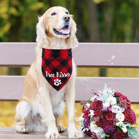 STMK 2 حزمة عيد الحب منقوشة الكلب باندانا، القبلات الحرة منقوشة الكلب جرو باندانا وشاح مثلث للكلب جرو عيد الحب الزفاف عطلة الطرف الامدادات in Kuwait