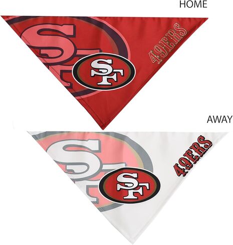 مجموعة Littlearth للجنسين للبالغين من الدوري الوطني لكرة القدم الأمريكية San Francisco 49ers Home and Away Pet Bandana، لون الفريق، صغير in Saudi Arabia