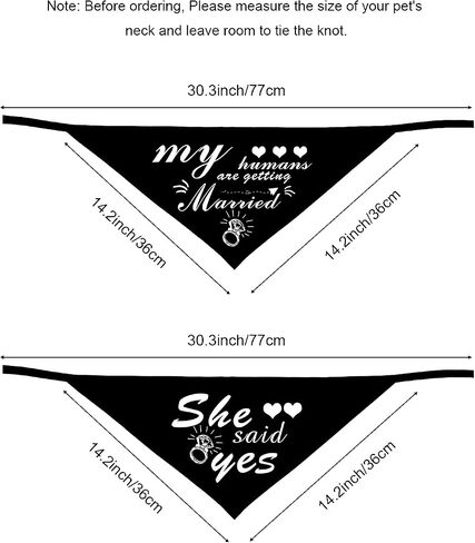 هدية الخطوبة، My Humans are Getting Married Dog Bandana، زفاف الكلب باندانا، وشاح للحيوانات الأليفة للكلاب الصغيرة والمتوسطة والكبيرة 2 شريط (أسود ماسي) in Kuwait