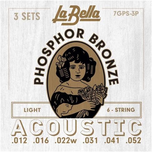 La Bella 7GPS Phosphor Bronze - Light Acoustic Guitar String Pack of 3 in Saudi Arabia
