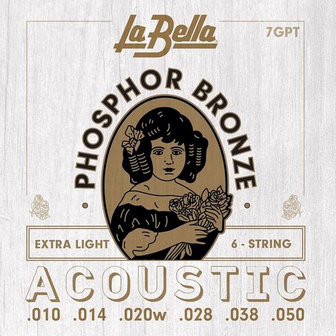 La Bella 7GPS Phosphor Bronze - Light Acoustic Guitar String Pack of 3 in Saudi Arabia
