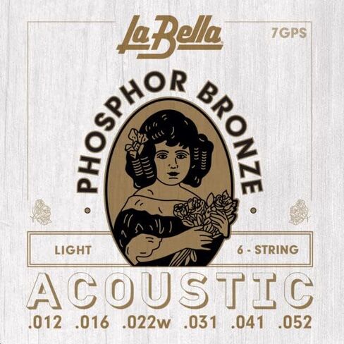 La Bella 7GPS Phosphor Bronze - Light Acoustic Guitar String Pack of 3 in Saudi Arabia