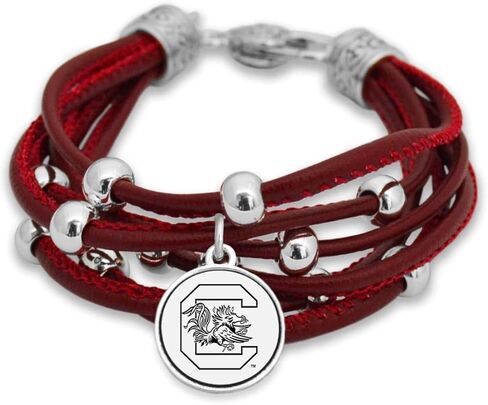 FTH South Carolina Gamecocks Leather Strand Bracelet with Logo and Lobster Clasp in Kuwait