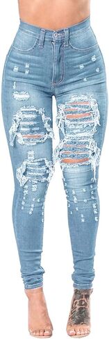 Women's High Waist Stretchy Jeans (US, Alpha, X-Large, XX-Large, Light Blue) in Saudi Arabia