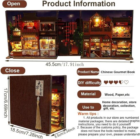 DIY Book Nook Kit 3D Wooden Book Stand Puzzle DIY Miniature House Kit Book Nook Model Building Kit with Lights DIY Doll House Kits for Adults (Near Future BookNook) in Saudi Arabia