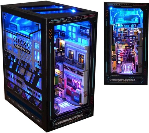 DIY Book Nook Kit 3D كتاب خشبي حامل لغز DIY Miniature House Kit كتاب Nook نموذج بناء عدة مع أضواء DIY بيت الدمية مجموعات للبالغين (بالقرب من المستقبل BookNook) in Saudi Arabia