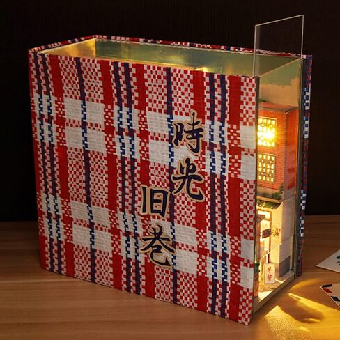 DIY Book Nook Kit 3D Wooden Book Stand Puzzle DIY Miniature House Kit Book Nook Model Building Kit with Lights DIY Doll House Kits for Adults (Near Future BookNook) in Saudi Arabia