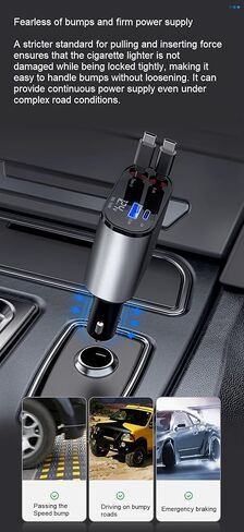 [Upgraded] 4 in 1 Retractable Car Charger, 120W, Double TypeC Cables (2.6ft), Fast Charger Compatible with Apple iPhone(11/12/13/14/15), iPad, Samsung Galaxy S22/S23 (Type C + Type C) in Saudi Arabia
