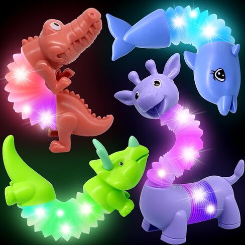 4 Pcs LED Fidgets Sensory Tubes for Toddlers ,Cute Animal Sensory Fidget Toys for Girls and Boys,Stress Relief,ADHD Toys,Sensory Toys Gift for Kids (Animal) in Kuwait