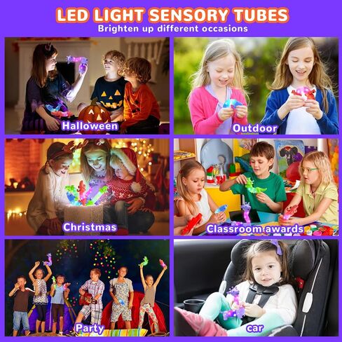4 Pcs LED Fidgets Sensory Tubes for Toddlers ,Cute Animal Sensory Fidget Toys for Girls and Boys,Stress Relief,ADHD Toys,Sensory Toys Gift for Kids (Animal) in Saudi Arabia