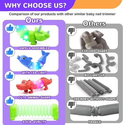 4 Pcs LED Fidgets Sensory Tubes for Toddlers ,Cute Animal Sensory Fidget Toys for Girls and Boys,Stress Relief,ADHD Toys,Sensory Toys Gift for Kids (Animal) in Saudi Arabia