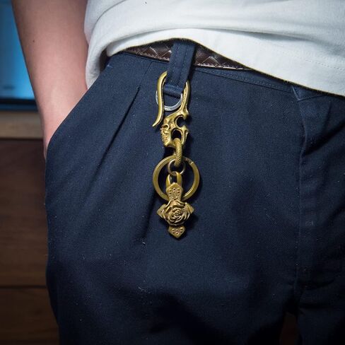 COPPERTIST.WU الجمجمة سلسلة مفاتيح نحاسية U خطاف المفاتيح سلسلة مفاتيح الرجعية ث كيرينغ للرجال ، سلاسل المفاتيح القوطية باردة اكسسوارات السيارات الهدايا in Kuwait