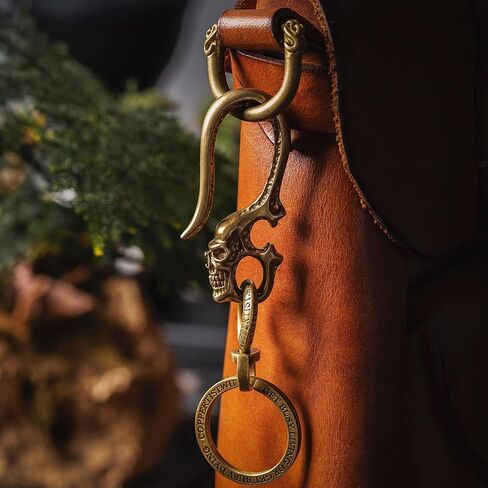 COPPERTIST.WU الجمجمة سلسلة مفاتيح نحاسية U خطاف المفاتيح سلسلة مفاتيح الرجعية ث كيرينغ للرجال ، سلاسل المفاتيح القوطية باردة اكسسوارات السيارات الهدايا in Kuwait