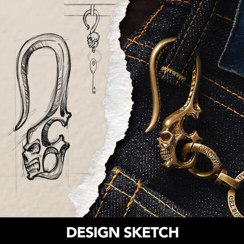 COPPERTIST.WU الجمجمة سلسلة مفاتيح نحاسية U خطاف المفاتيح سلسلة مفاتيح الرجعية ث كيرينغ للرجال ، سلاسل المفاتيح القوطية باردة اكسسوارات السيارات الهدايا in Kuwait