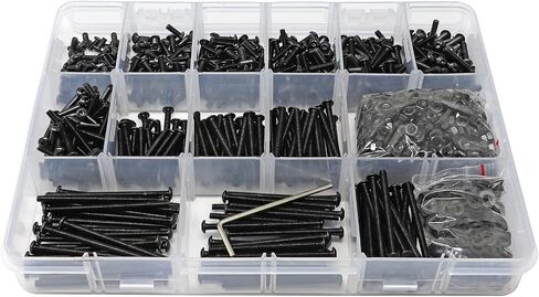Iexcell 1500 قطعة M3 x 6/8/10/12/14/16/20/25/30/35/40/45/50 سبيكة فولاذية 10.9 درجة مقبس سداسي الشكل وزر غطاء رأس ومسامير وصواميل وغسالات متنوعة، لمسة نهائية من أكسيد الأسود in Saudi Arabia