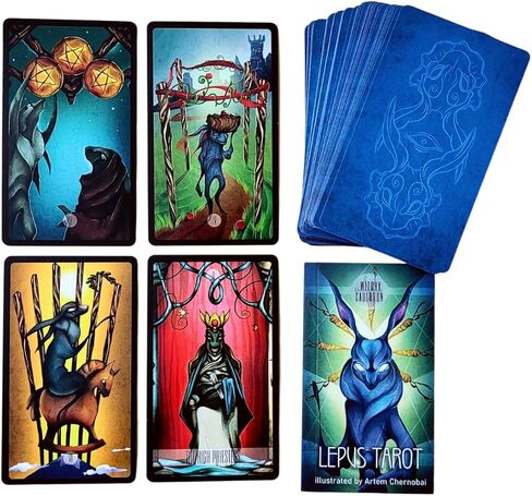 Lepus Tarot، التارو الحديث، بطاقات أوراكل، الأرنب، الأرنب، المنحرف، بطاقات التارو مع كتاب دليل (الإصدار الأساسي) in Kuwait