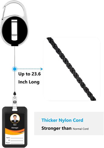 Sliding ID Badge Holder Vertical Plastic Card Case Protector Pouch with Clear Window for Office School Driver’s Licenses and Passes,etc (Black with Badge Reel, 1 PC) in Saudi Arabia