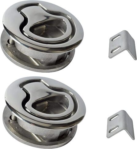 Amarine Made 2 بوصة مزلاج سحب دافق من الفولاذ المقاوم للصدأ مستدير من أجل RV Boat Marine Deck Hatch 1/4 بوصة خزانة باب سحب قفل حزمة من 2 in Saudi Arabia