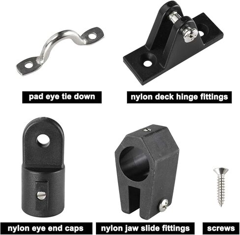 YaeMarine قارب علوي تركيبات الأجهزة كومبو 7/8 بوصة أسود نايلون بيميني قبعات الفك الشرائح سطح السفينة مفصلات وسادة العين مع 12 قطعة مسامير in Kuwait